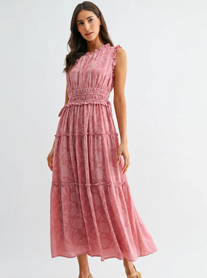 CAMELLIA DUSTY PETAL MIDI DRESS