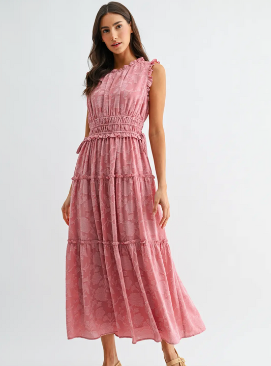 CAMELLIA DUSTY PETAL MIDI DRESS