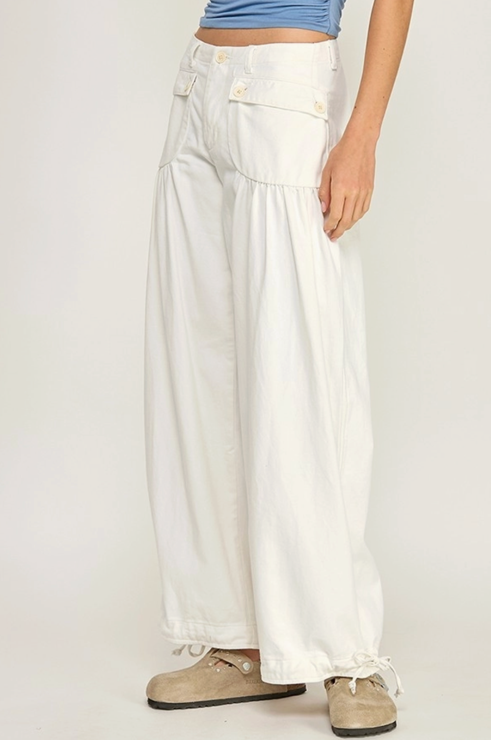 MISS LOVE BLANCO WIDE LEG PANTS