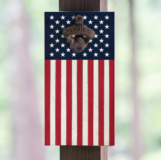 RUSTIC MARLIN FLAG BOTTLE OPENER