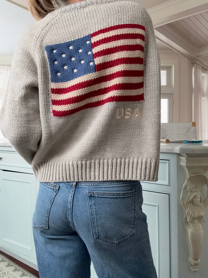 PINK PINEAPPLE CROPPED FLAG CARDIGAN