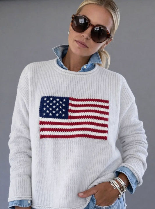 PINK PINEAPPLE NECK ROLL FLAG SWEATER