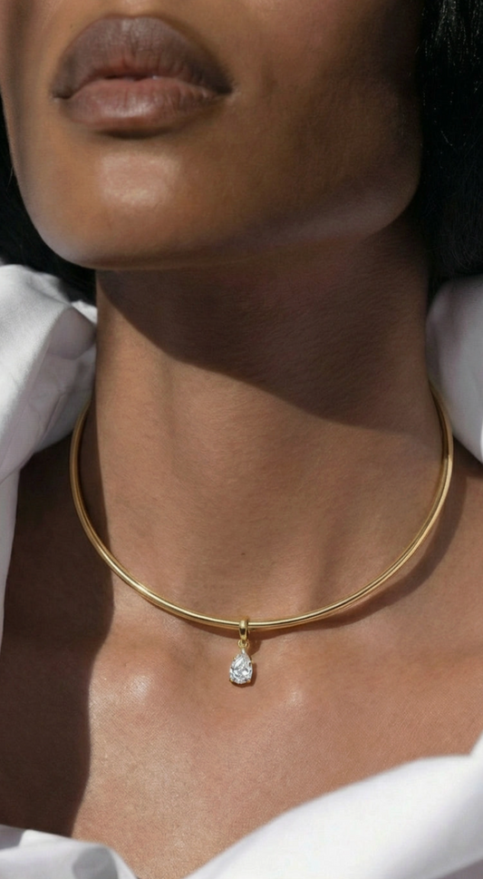 SAHIRA AUDRINA ROUND CUT CUFF NECKLACE