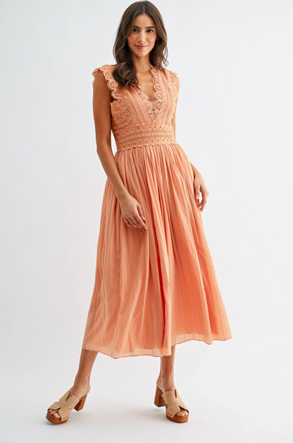 CAMELLIA JUST PEACHY MIDI DRESS