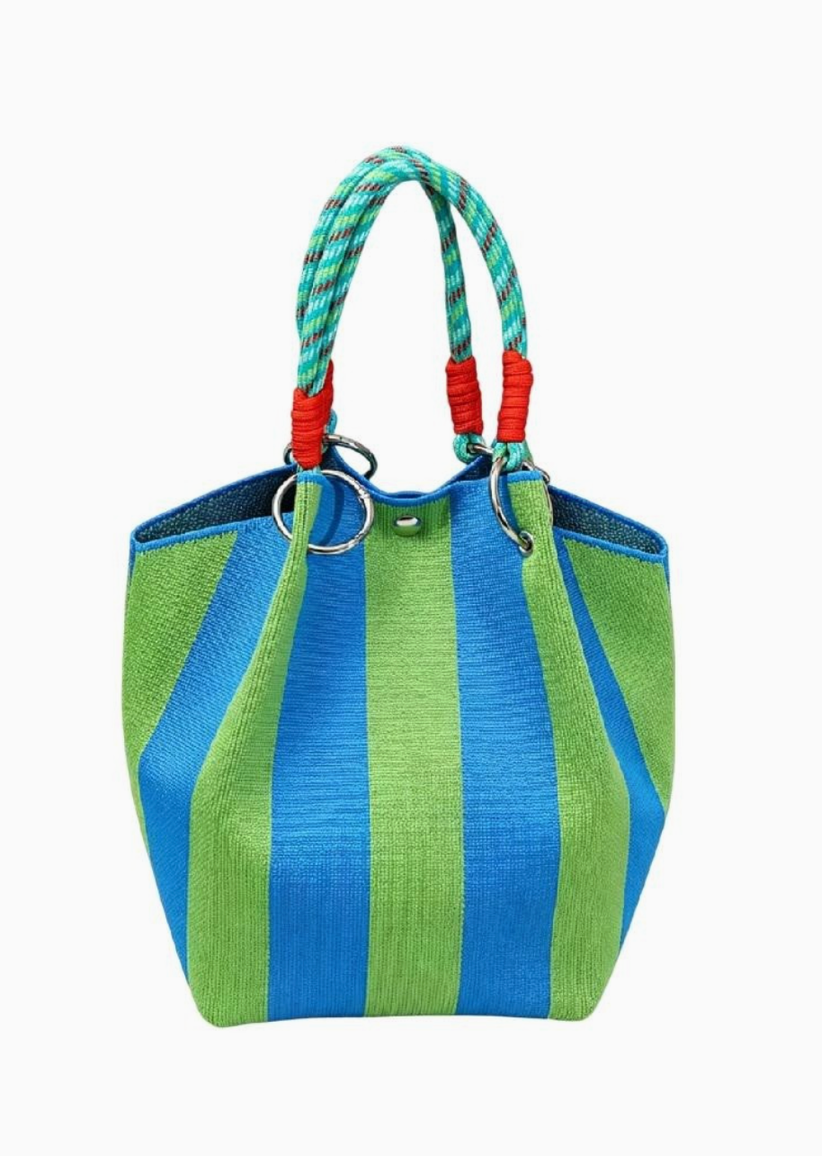 VANILLA MONKEY CABANA STRIPE BUCKET BAG