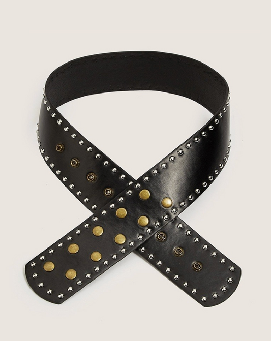VANILLA MONKEY WIDE STUDDED BELT