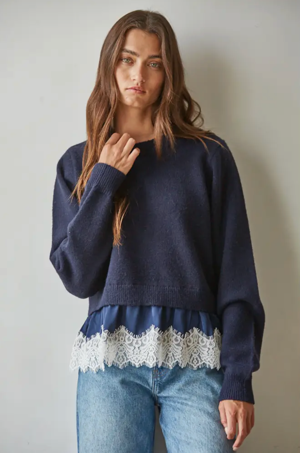 BY TOGETHER LACEY KNIT SWEATER