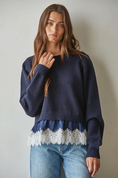 BY TOGETHER LACEY KNIT SWEATER