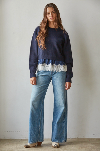 BY TOGETHER LACEY KNIT SWEATER