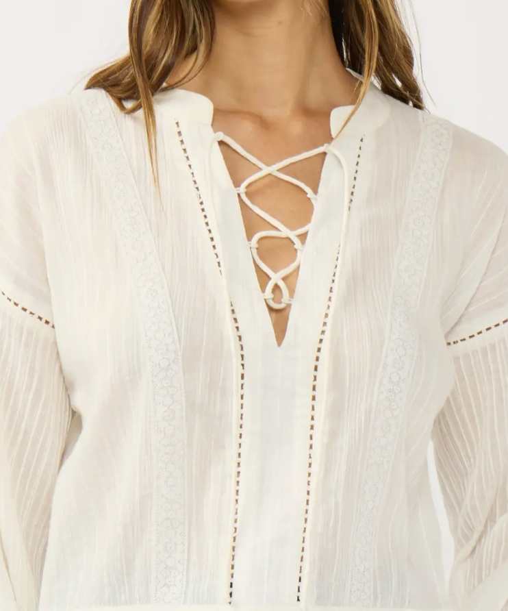 LOVESTITCH BUNNY LACE UP TOP