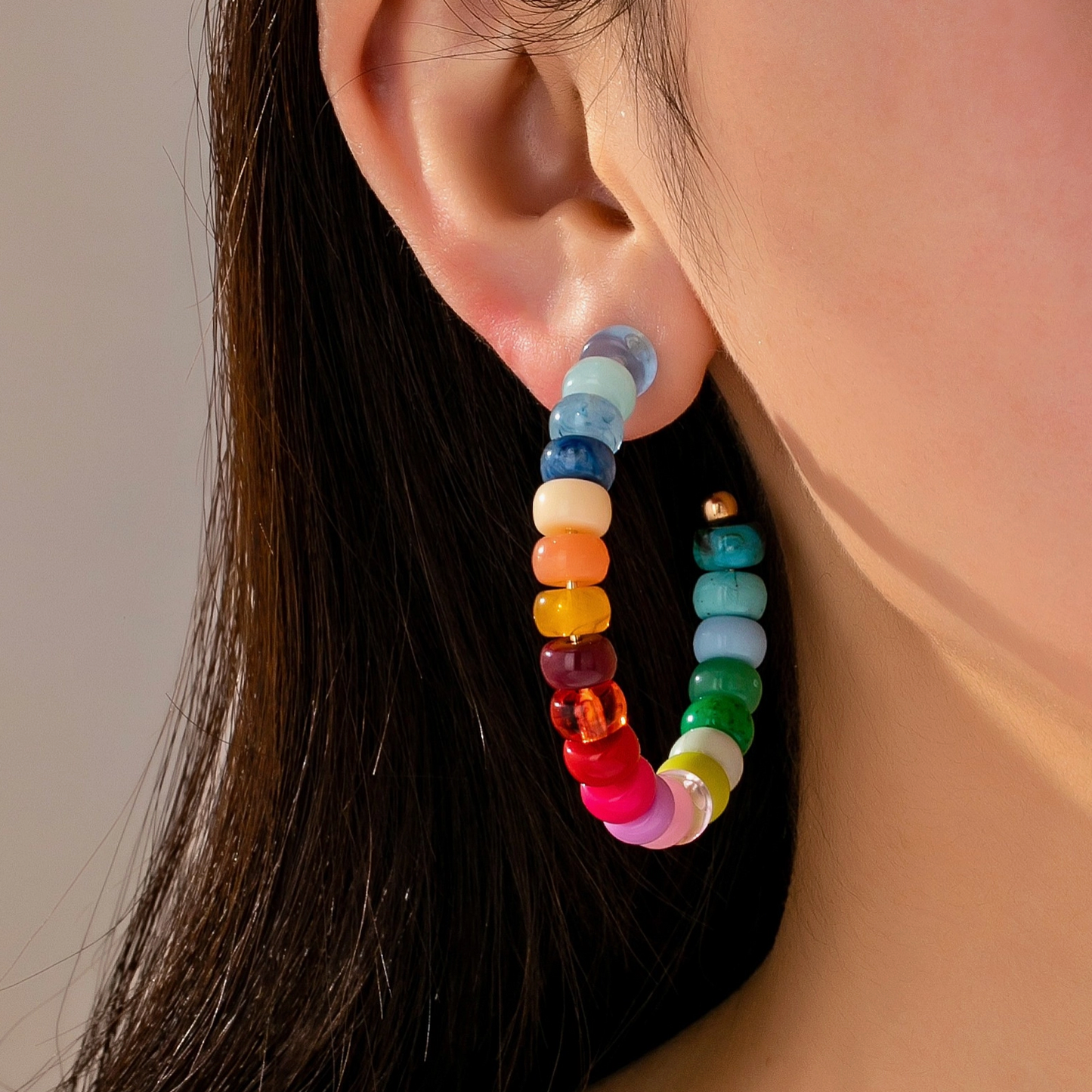 JOSSLYN BEADED HOOPS