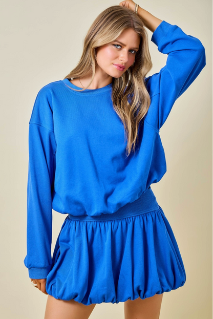 DAY + MOON COBALT BUBBLE SWEATSHIRT