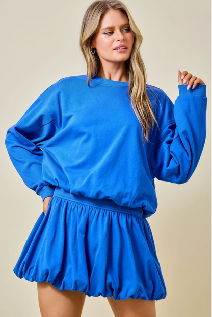 DAY + MOON COBALT BUBBLE SWEATSHIRT