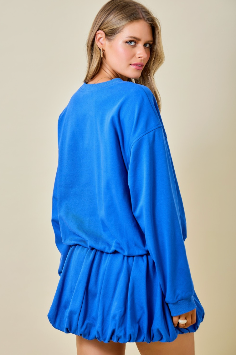 DAY + MOON COBALT BUBBLE SWEATSHIRT