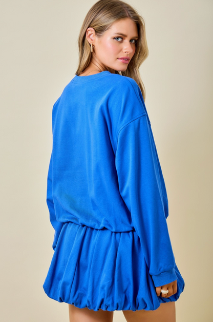 DAY + MOON COBALT BUBBLE SWEATSHIRT