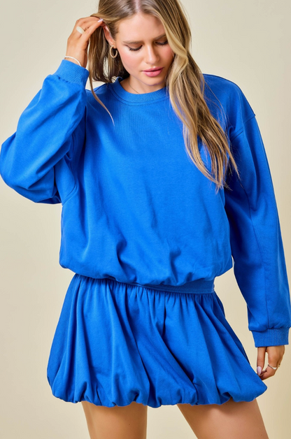 DAY + MOON COBALT BUBBLE SWEATSHIRT