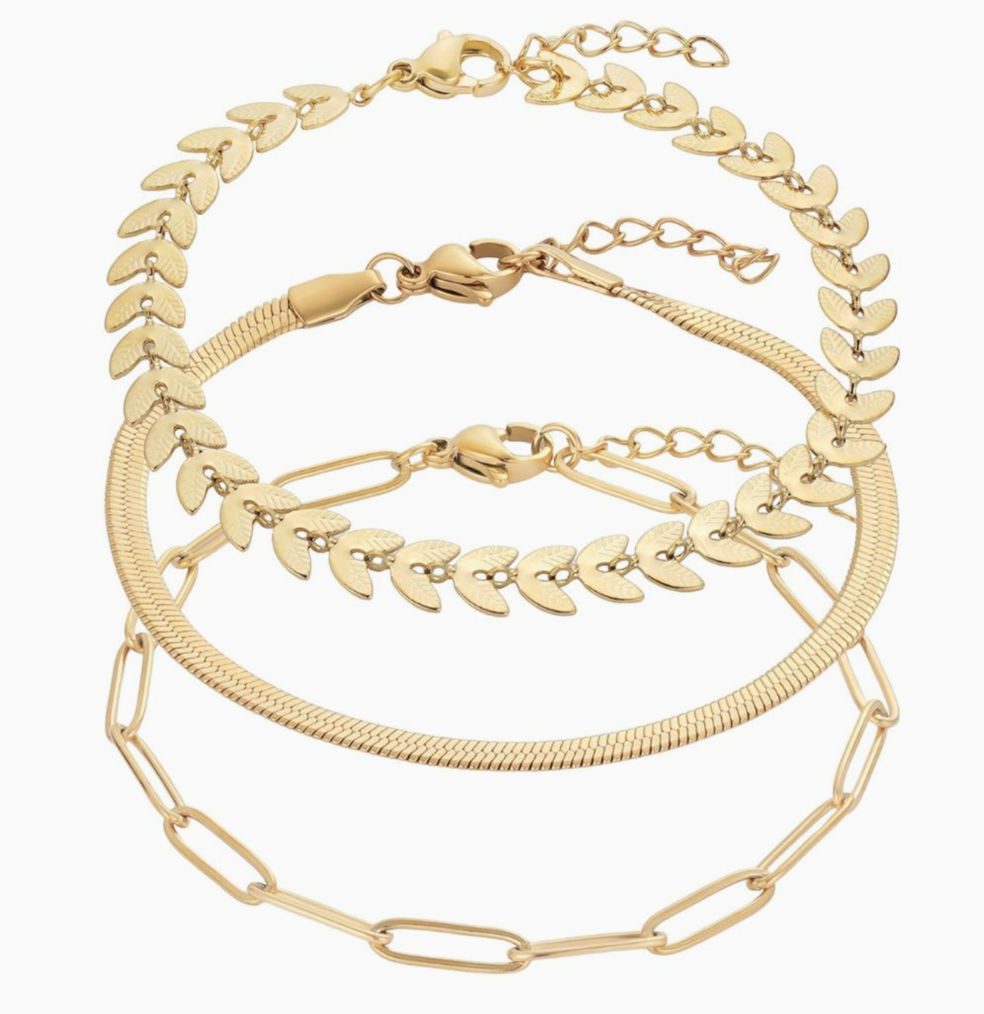 ADORNIA GOLD TRIO BRACELET SET