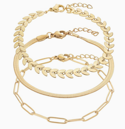 ADORNIA GOLD TRIO BRACELET SET