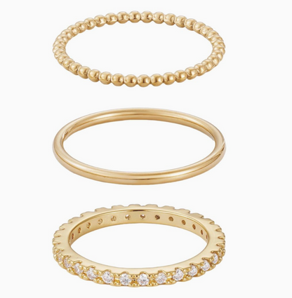 ADORNIA DAINTY RING TRIO SET