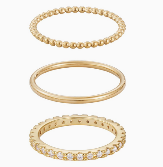 ADORNIA DAINTY RING TRIO SET