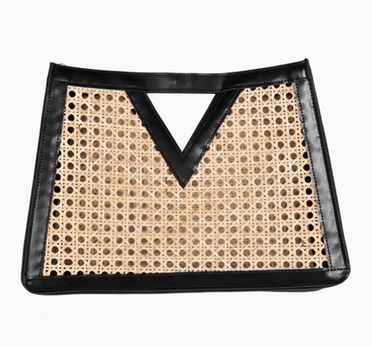 ADORNIA RATTAN KANE CLUTCH
