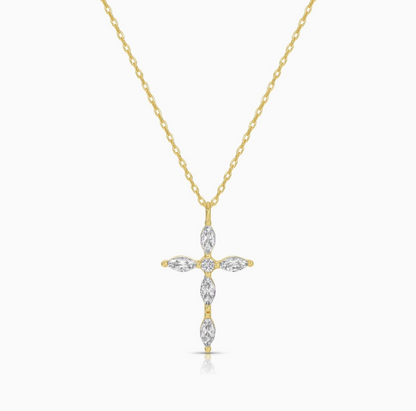SPLENDID IRIS CROSS NECKLACE