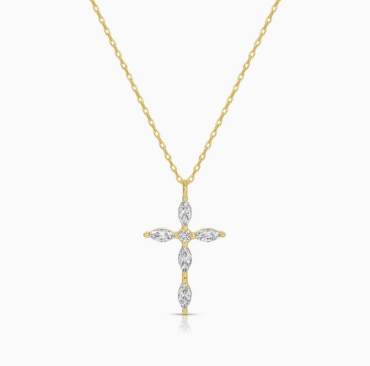 SPLENDID IRIS CROSS NECKLACE