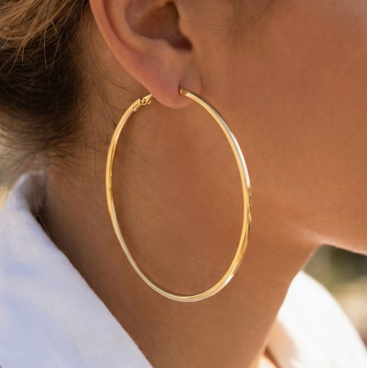 FAME LARGE GOLD HOOPS