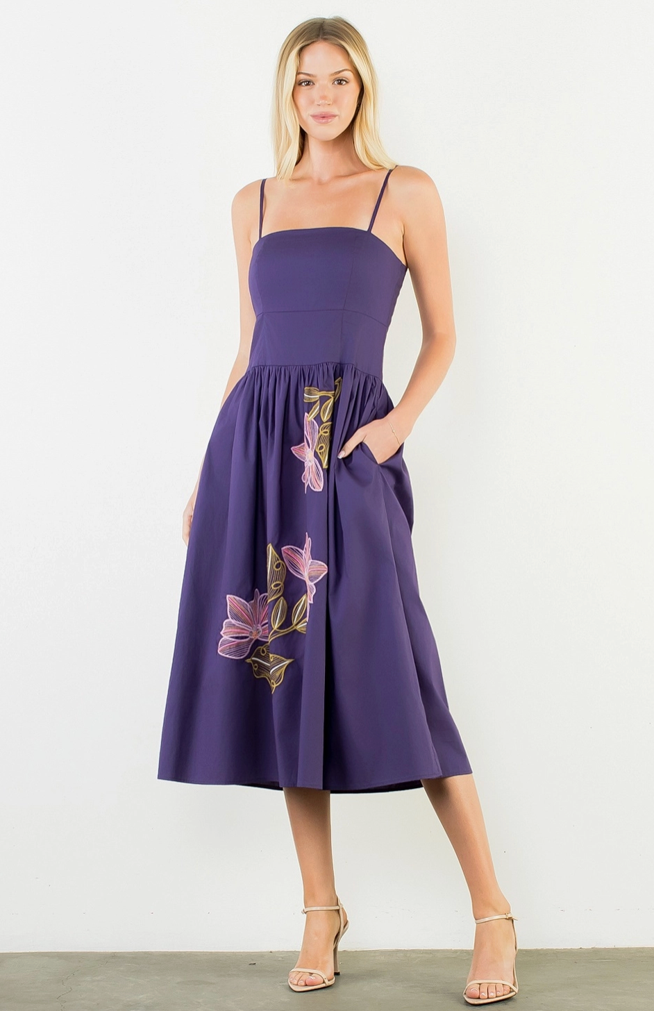 THML VIOLET BLOSSOM MIDI DRESS