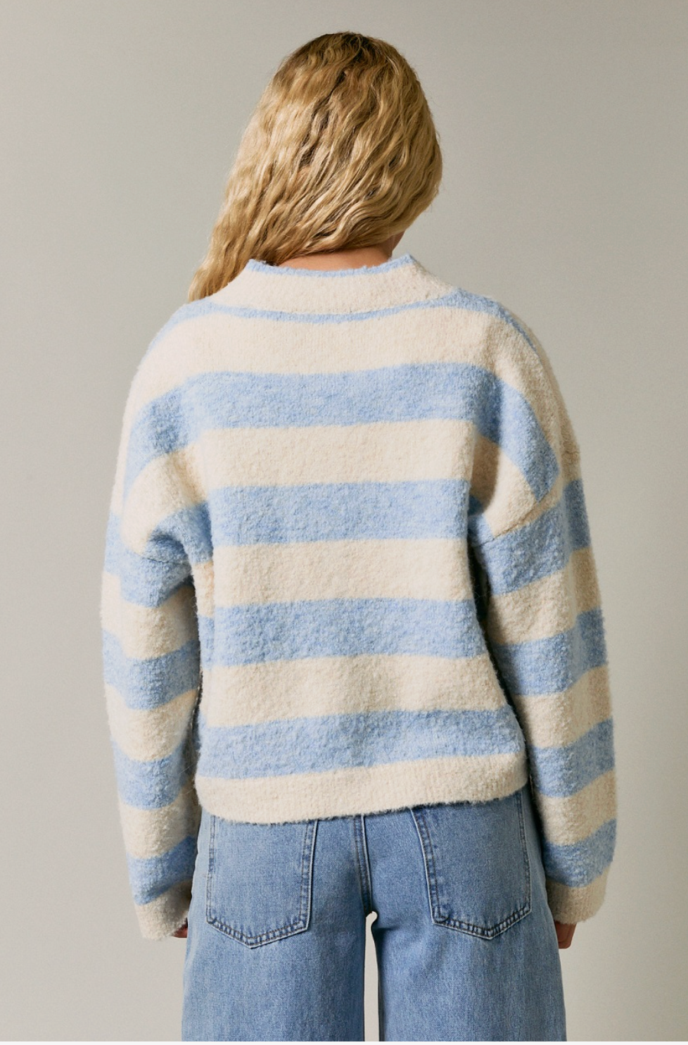LE LIS HIGH NECK STRIPED CARDIGAN