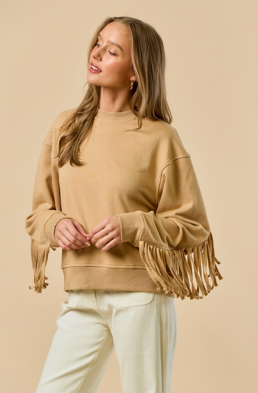 LALAVON WILLIE FRINGE CREW NECK