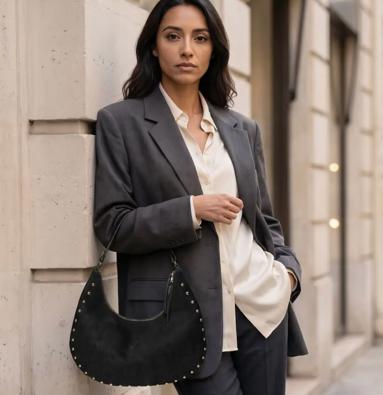 AHDORNED BRIE STUDDED SHOULDER BAG