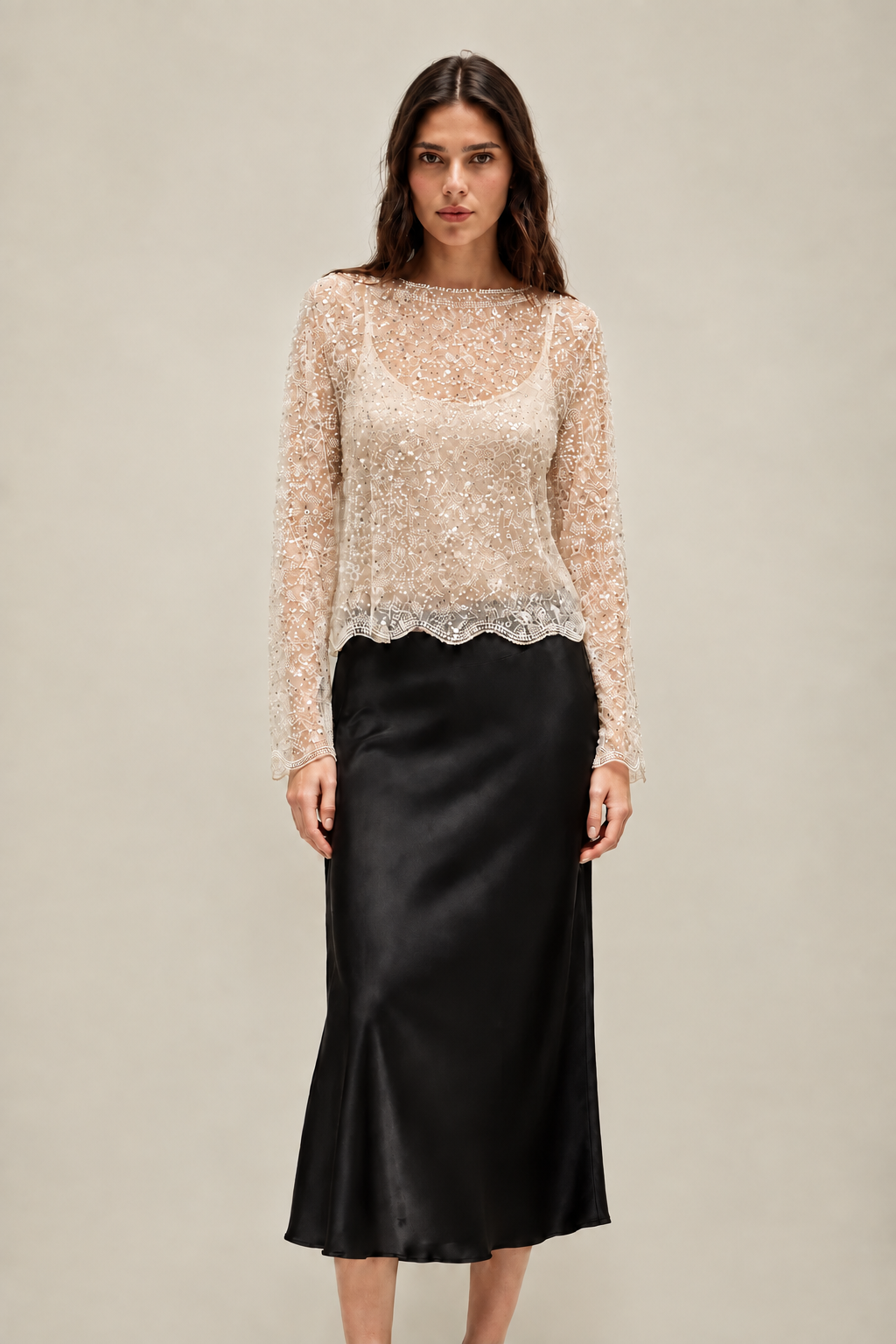 BLUE B SNOW ANGEL BEADED BLOUSE