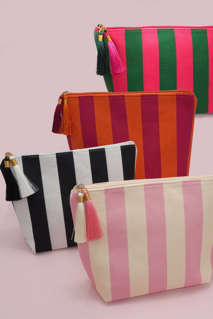 JOSSLYN STRIPED MAKEUP POUCH