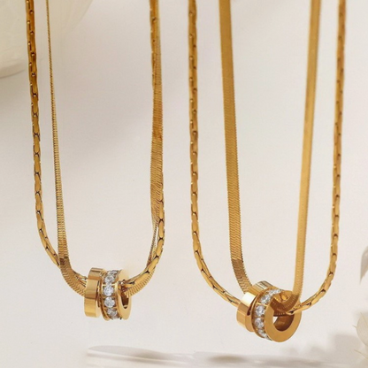 JOSSLYN MIRRORBALL LAYERED NECKLACE