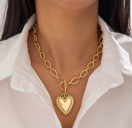 JOSSLYN SPIKEY HEART TOGGLE NECKLACE