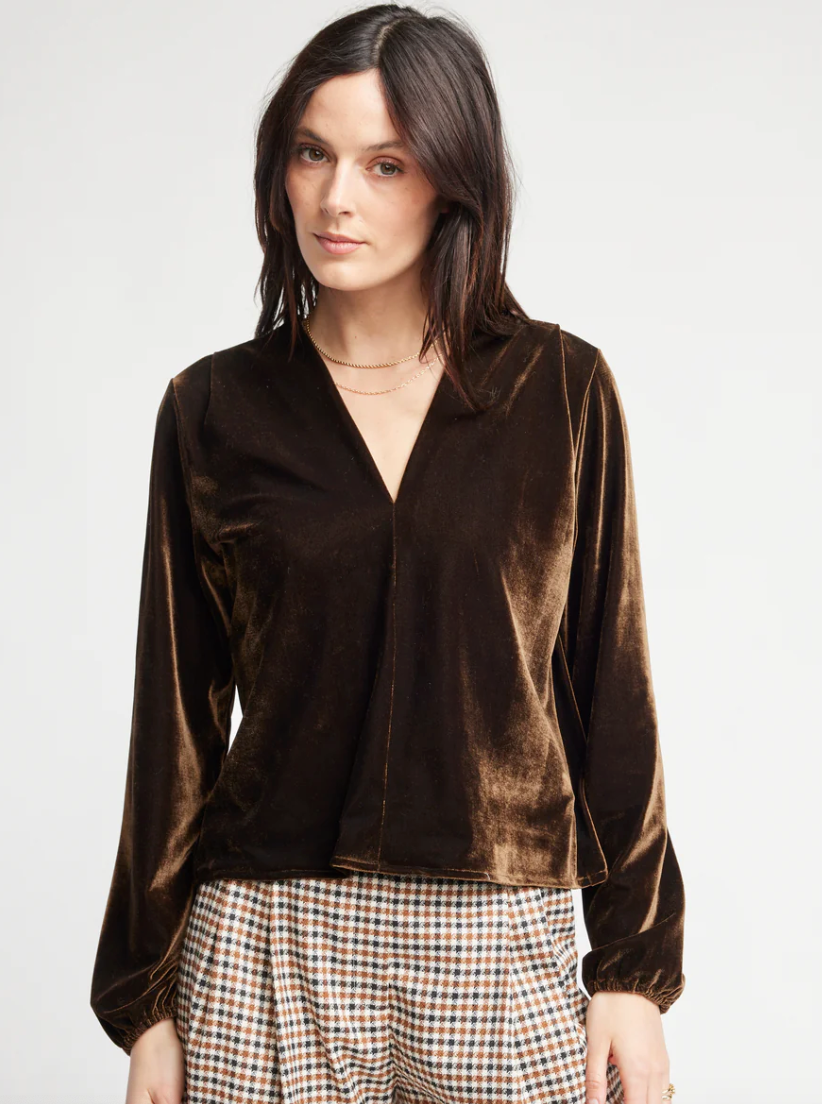 SELF CONTRAST BLAKELY V NECK BLOUSE