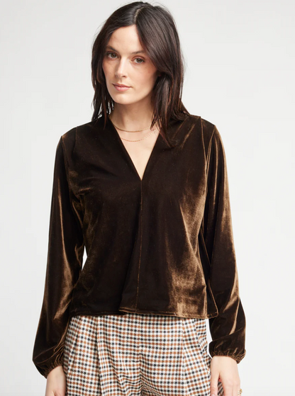 SELF CONTRAST BLAKELY V NECK BLOUSE
