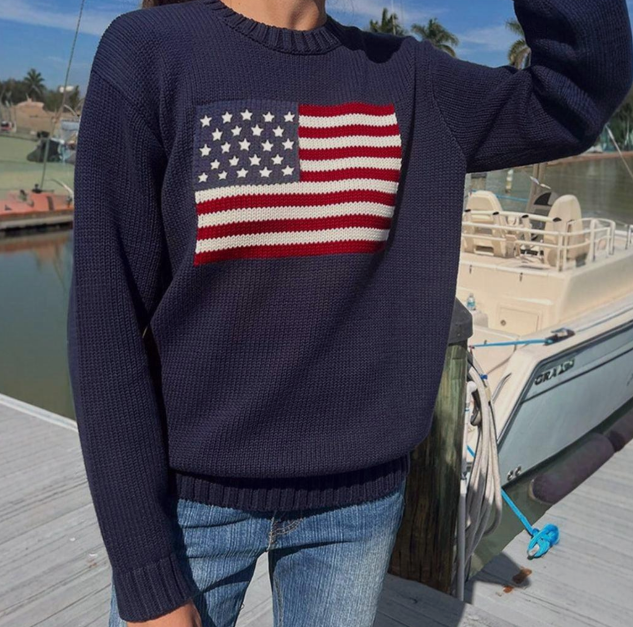 HIDDEN BRAND AMERICAN FLAG SWEATER