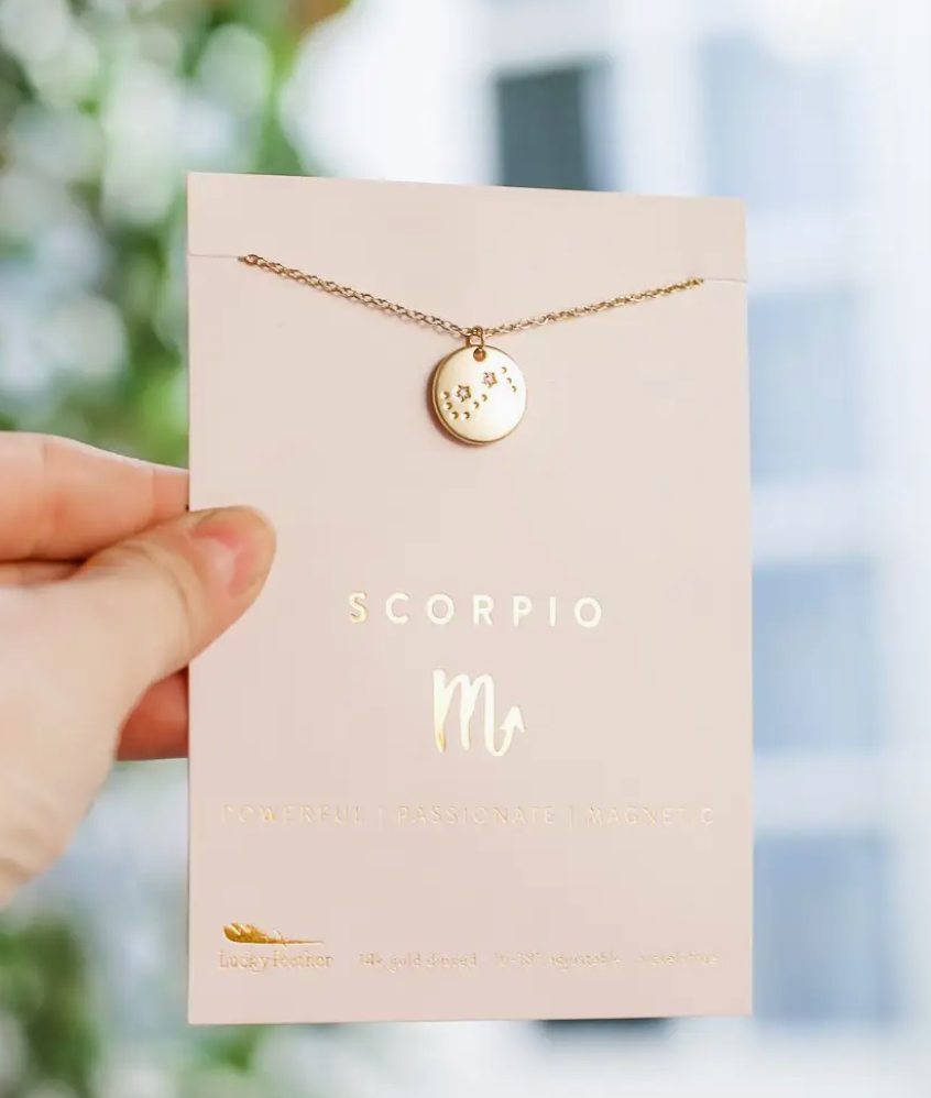LUCKY FEATHER ZODIAC NECKLACE