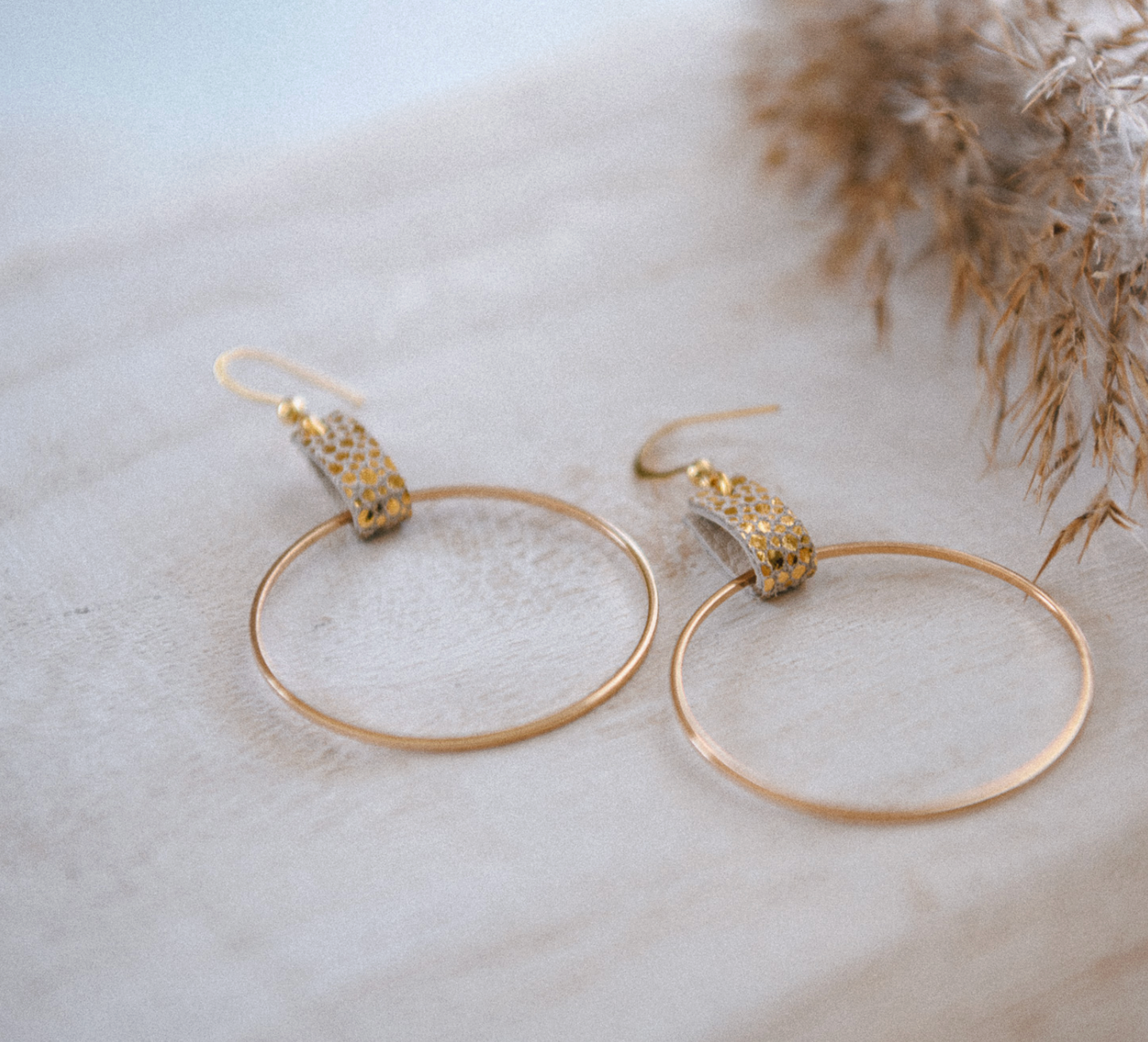 CECELIA DESIGNS JEWELRY LEATHER HOOP EARRING