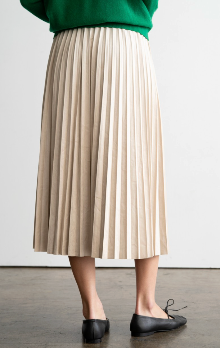 ELLE GREY PLEATED MIDI SKIRT