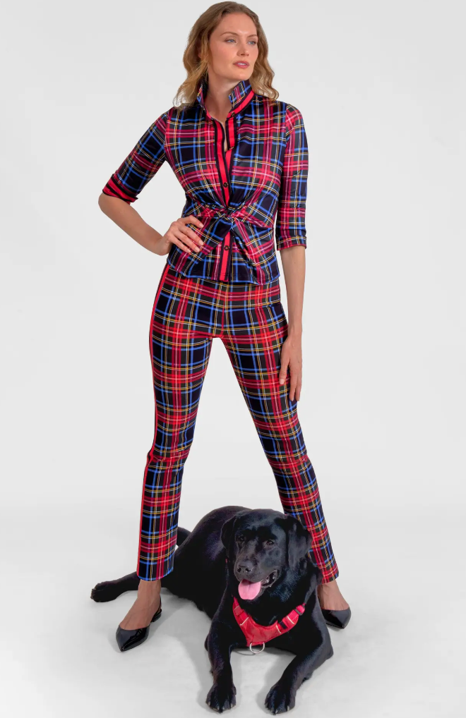 GRETCHEN SCOTT GRIPELESS STEWART PLAID PULL ON PANTS