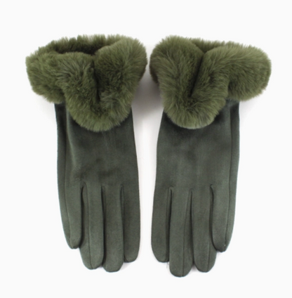 PRETTY PERSUASIONS FUR TRIMED GLOVES