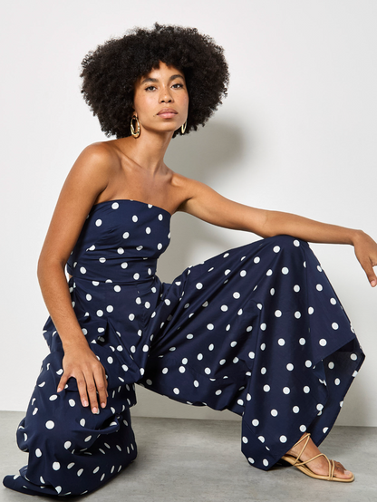 APRICOT POLKA DOT JUMPSUIT