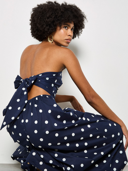 APRICOT POLKA DOT JUMPSUIT