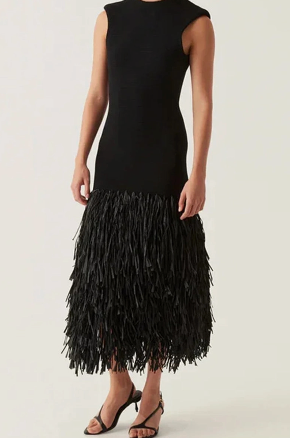 MCCOLIN FAYE FRINGE MIDI DRESS