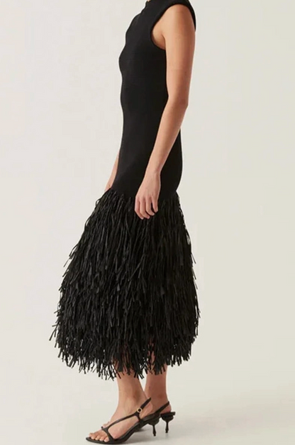MCCOLIN FAYE FRINGE MIDI DRESS