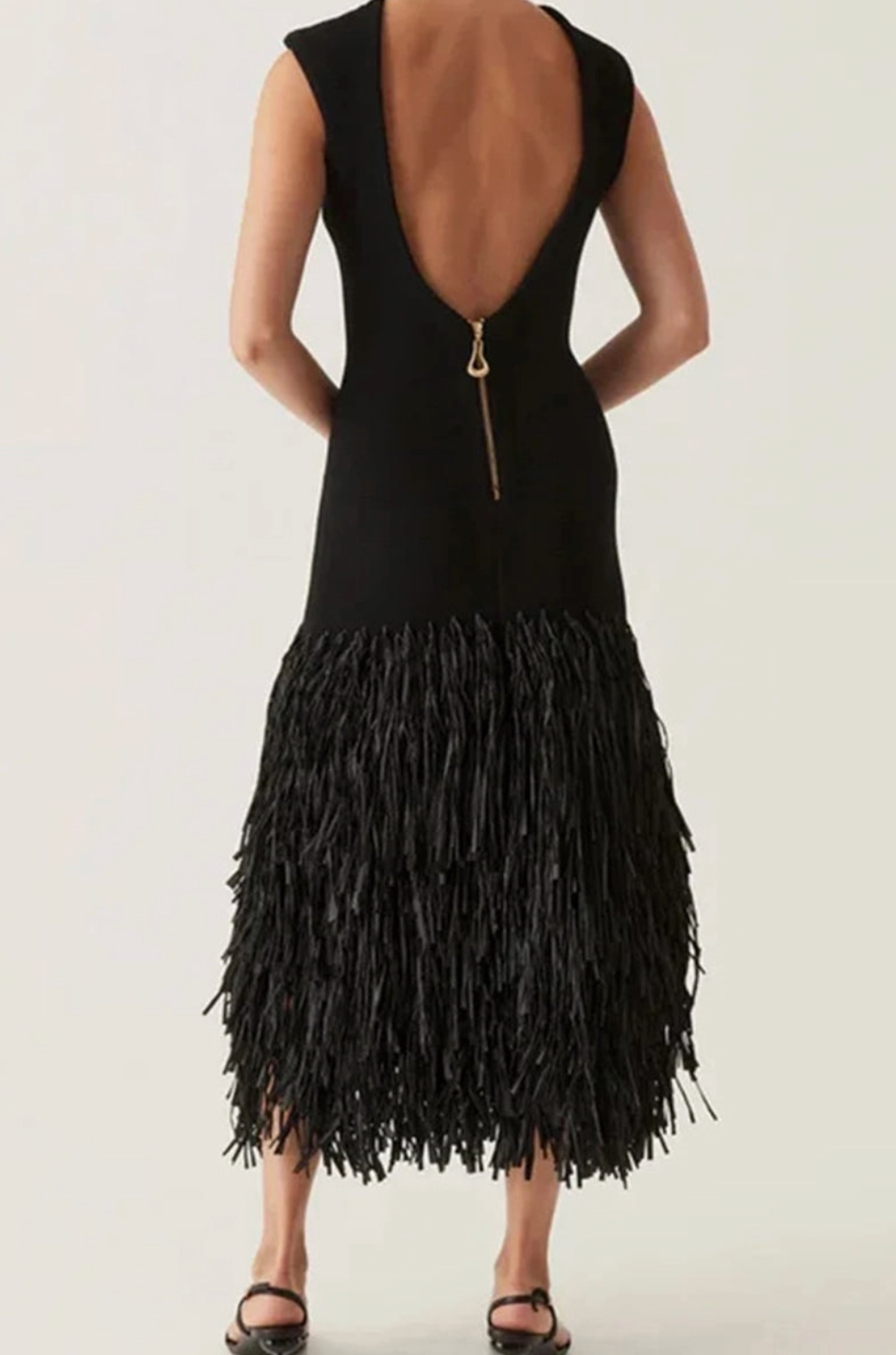 MCCOLIN FAYE FRINGE MIDI DRESS