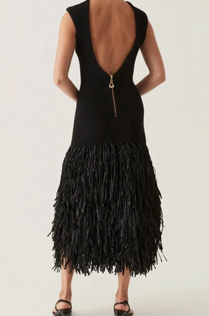 MCCOLIN FAYE FRINGE MIDI DRESS